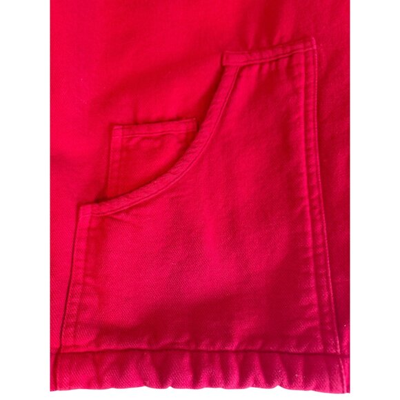 Womens Sea Breeze USA Medium Pre Shrunk Cotton Vest Button Up Red Pockets VTG - Picture 5 of 9